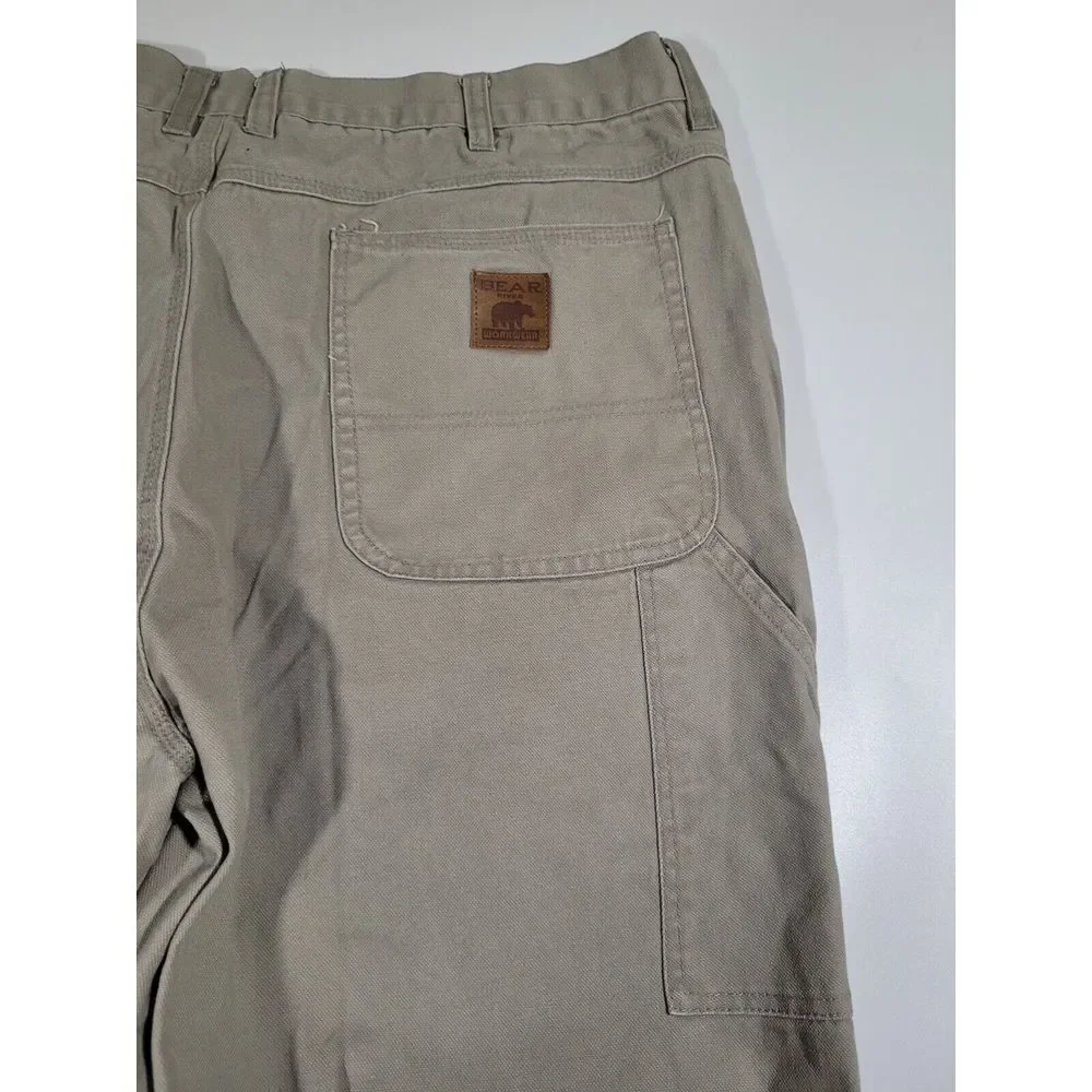 Bear River Workwear Carpenter‎ Pants Size 40x32 Beige Double Knee Utility